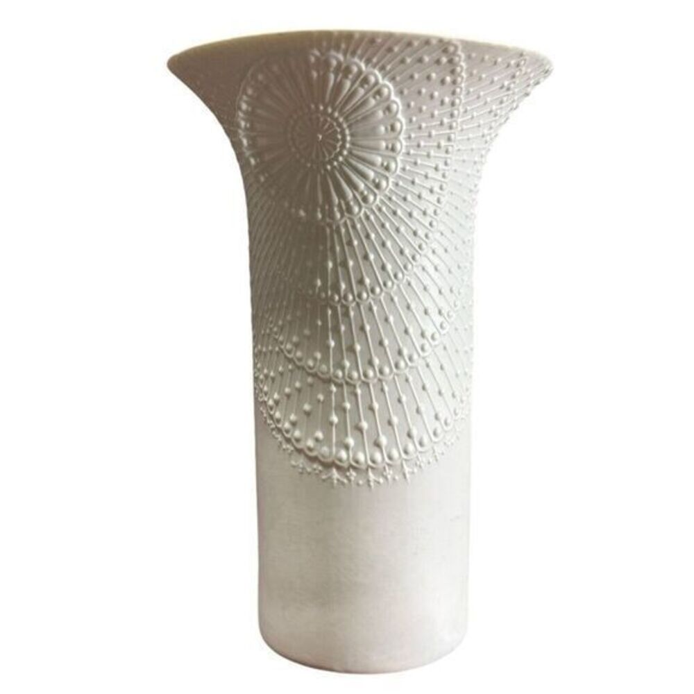 AK Kaiser Original 1970s OP Art Biscuit Porcelain‎ Vase Germany Art Deco MINT